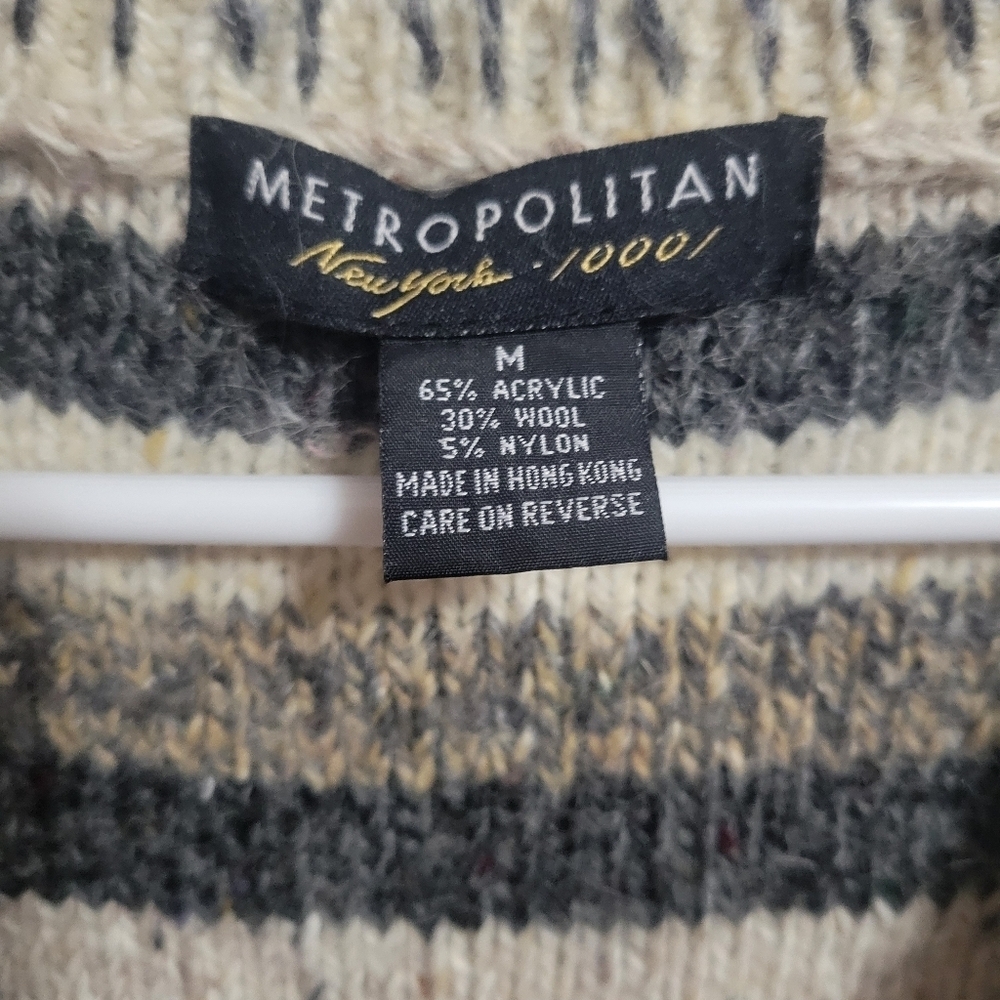 GUC- Metropolitan New York 10001 Cardigan / Sweater Button Down Striped Wool - Picture 6 of 7